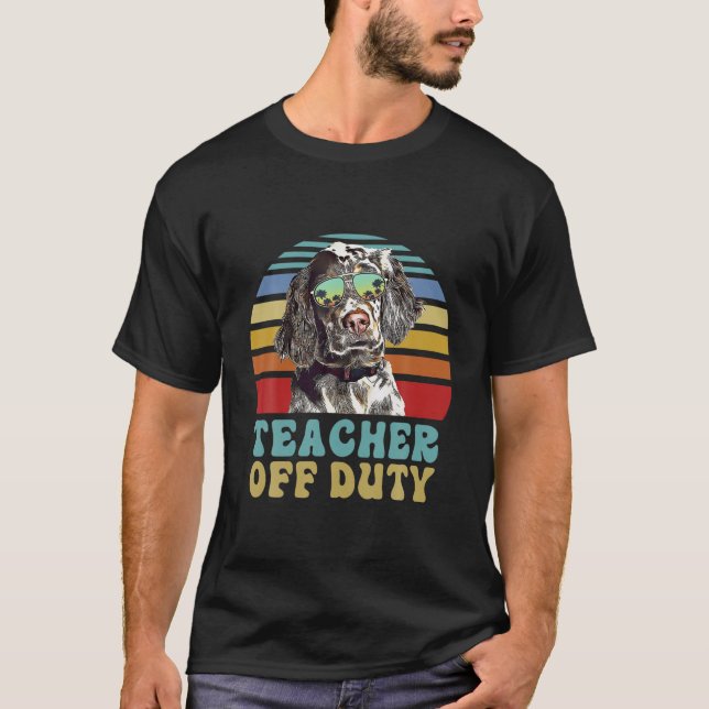 Teacher Off Duty Funny English Setter Dog Summer T-Shirt (Front)