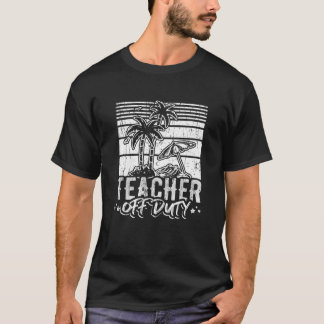 Teacher Off Duty Retro Vintage Sunglasses Palmtree T-Shirt
