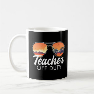 Teacher Off Duty Sunglasses Beach Sunset Palm Tree Coffee Mug