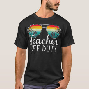 Teacher Off Duty Sunglasses Palm Tree Beach Sunset T-Shirt