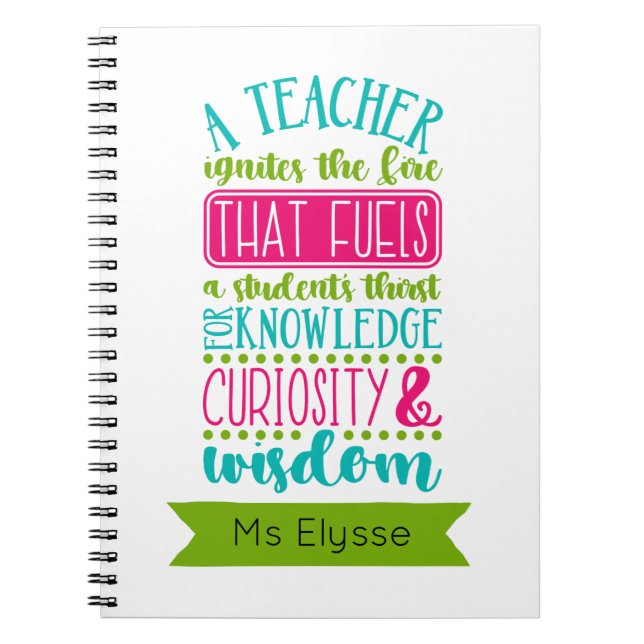 Teacher Office Gifts - Inspirational Quotes Notebook (Front)