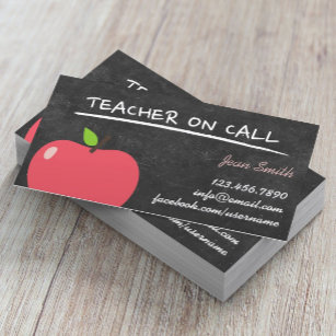 Teacher on Call Cute Apple Chalkboard Business Card