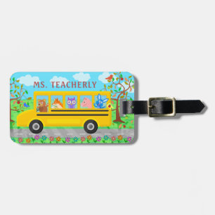 Teacher or Bus Driver Cute Animals Custom Name Luggage Tag