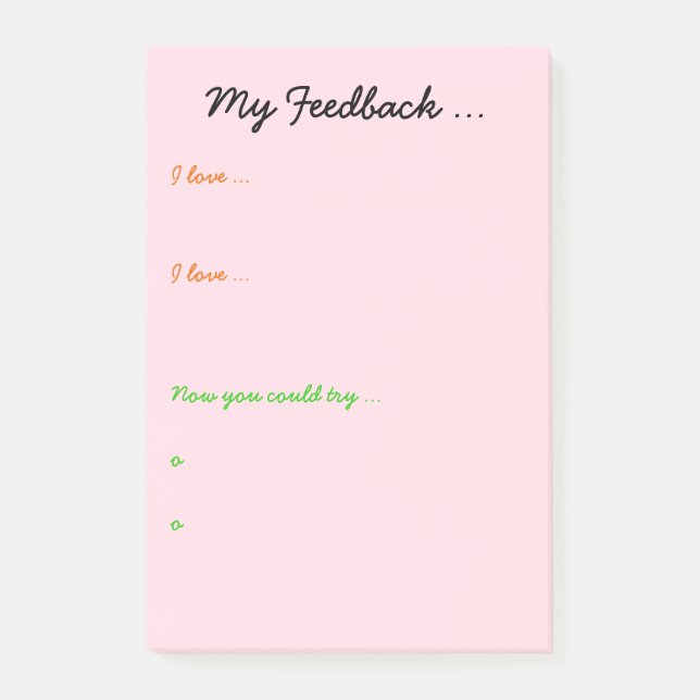 Teacher or student feedback post-it notes (Front)