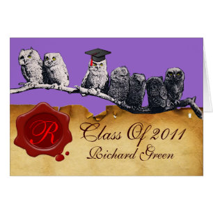 TEACHER OWLGRADUATION  PARCHMENT WAX SEAL MONOGRAM