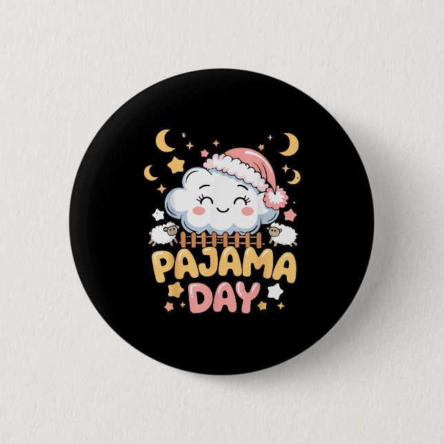 Teacher Pajama Day Shirt, Funny Cloud Sleever Scho 6 Cm Round Badge (Front)