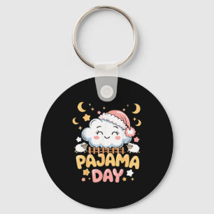 Teacher Pajama Day Shirt, Funny Cloud Sleever Scho Key Ring