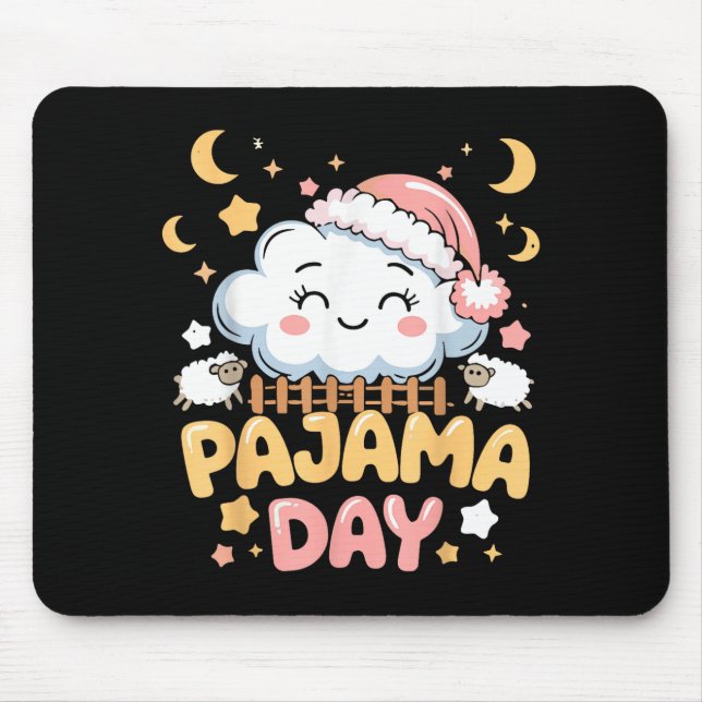 Teacher Pajama Day Shirt, Funny Cloud Sleever Scho Mouse Mat (Front)