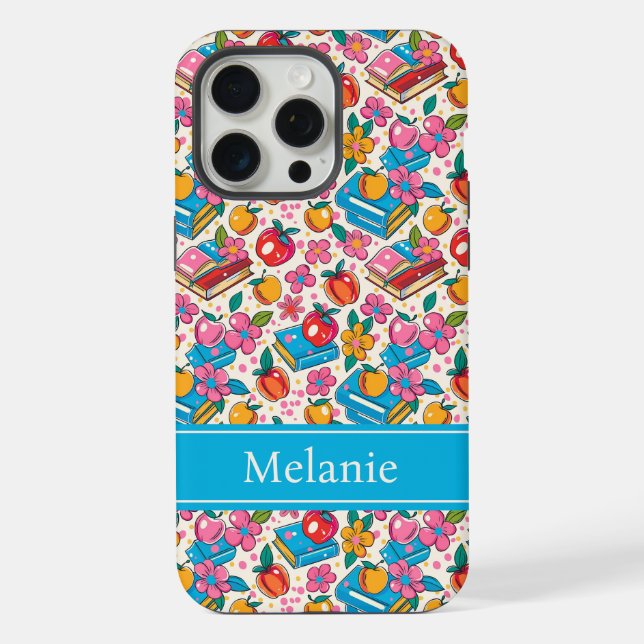 Teacher Pattern Phone Case with Custom Name (Back)