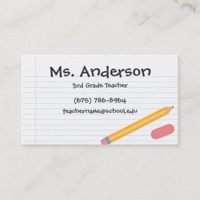 Teacher Pencil Business Card (Front)