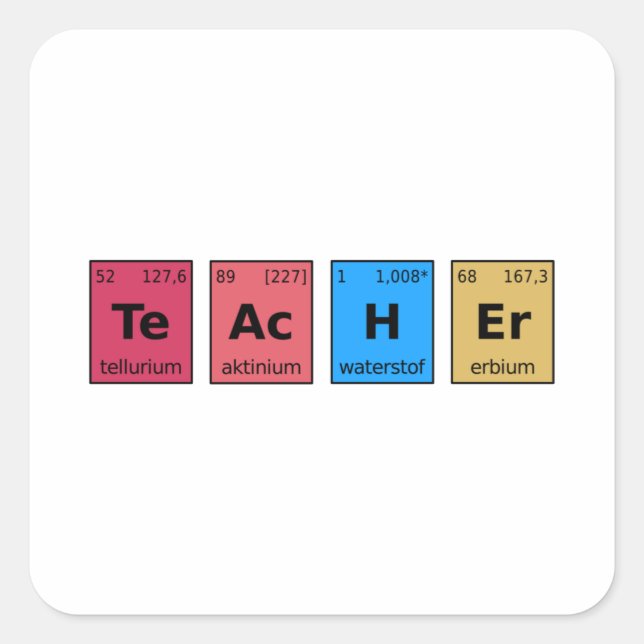 Teacher Periodic Table Square Sticker (Front)