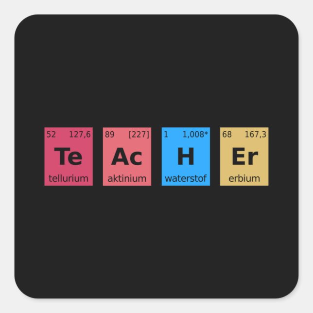 Teacher Periodic Table Square Sticker (Front)