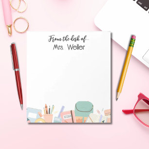 Teacher personalised back to school crayons supply notepad