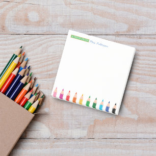 Teacher Personalised Colour Pencil Post It Notes