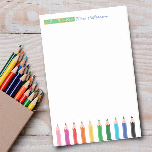 Teacher Personalised Colour Pencil Post It Notes