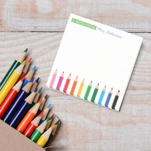 Teacher Personalised Colour Pencil Post-it Notes