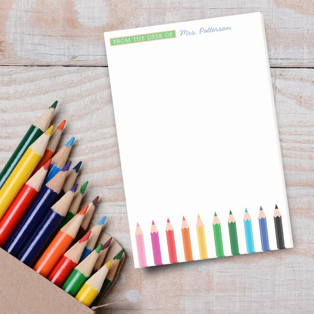 Teacher Personalised Colour Pencil Post-it Notes (Teacher Personalized Color Pencil Post-it Notes)