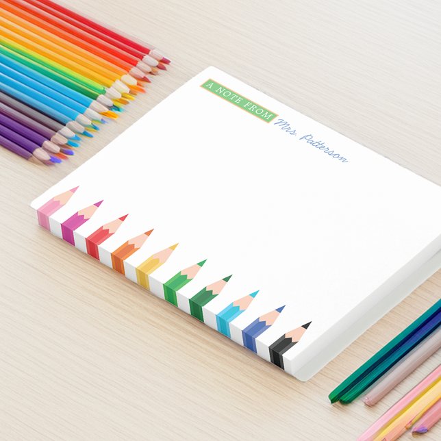 Teacher Personalised Colour Pencil Post It Notes (Teacher Personalized Color Pencil Post It Notes)