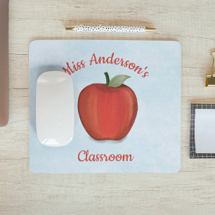 Teacher Personalised Cute Apple School Mouse Mat