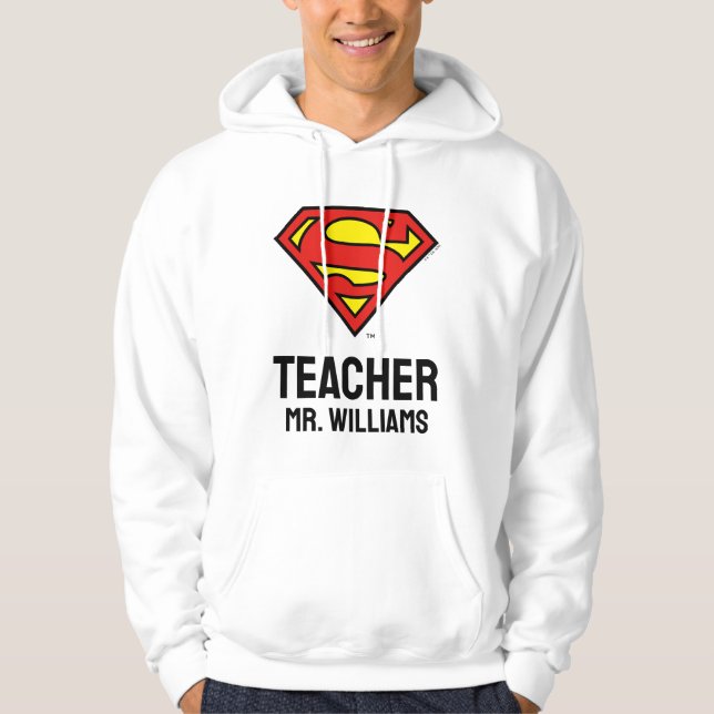 Teacher Personalised Superman Logo Hoodie (Front)