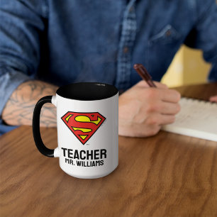 Teacher Personalised Superman Logo Mug