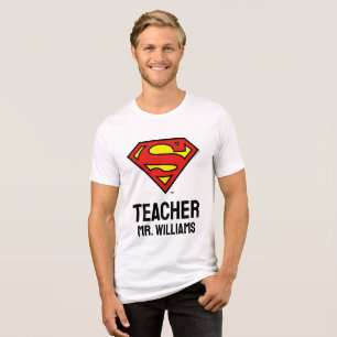 Teacher Personalised Superman Logo Tri-Blend Shirt