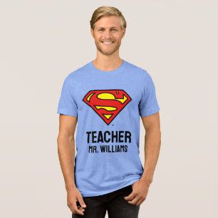 Teacher Personalised Superman Logo Tri-Blend Shirt