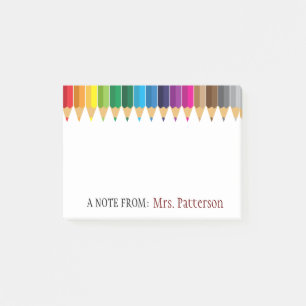 Teacher Personalized Color Pencil Post It Notes