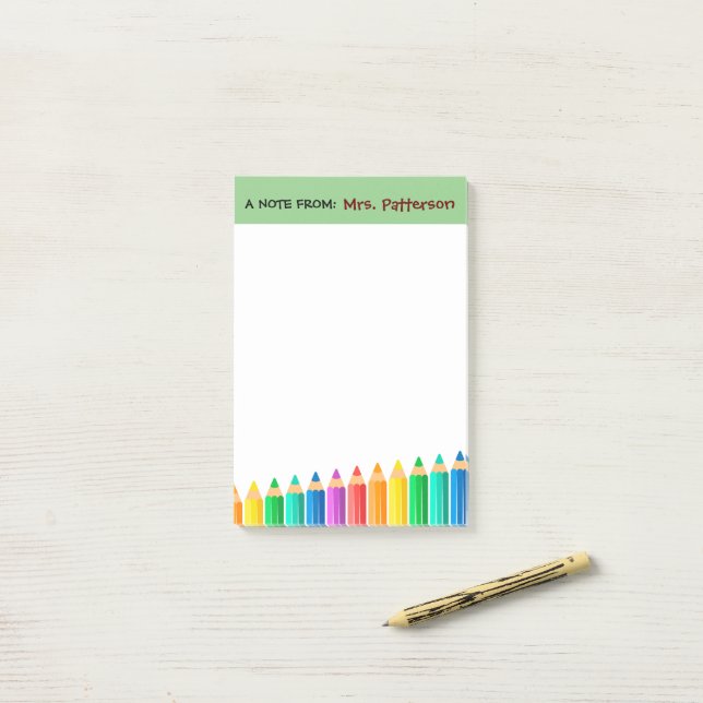 Teacher Personalized Color Pencil Post It Notes (On Desk)