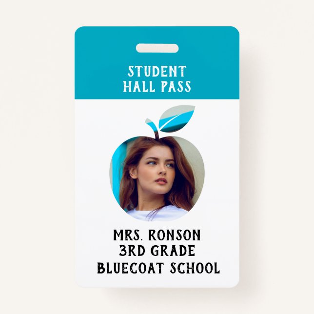 Teacher Photo Apple School  or student pass ID Badge (Front)