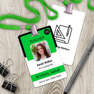 Teacher Photo ID Badge – School Staff - Green
