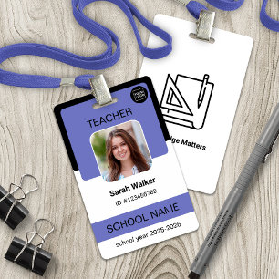 Teacher Photo ID Badge – School Staff - Purple