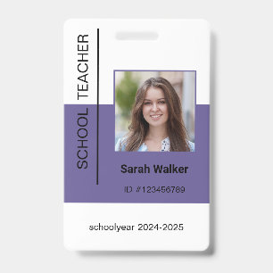 Teacher photo ID of an employee or student lilac Badge