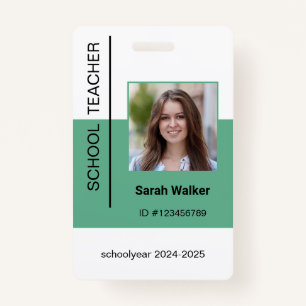 Teacher photo ID of an employee or student mint ID Badge