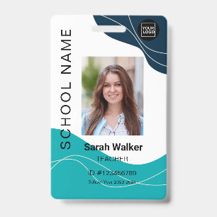 Teacher photo ID of an employee student navy blue Badge