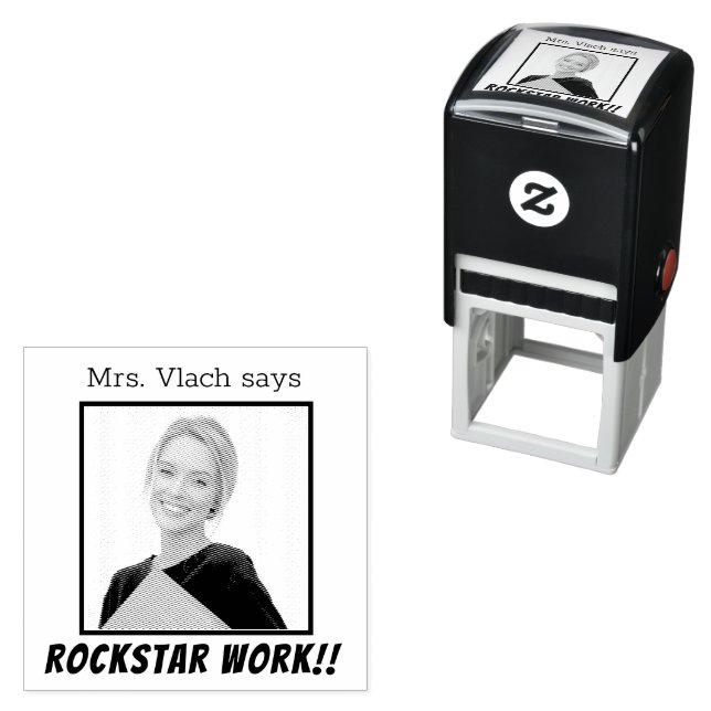 Teacher Photo Personalised Rockstar Work Self-inking Stamp (In Situ)