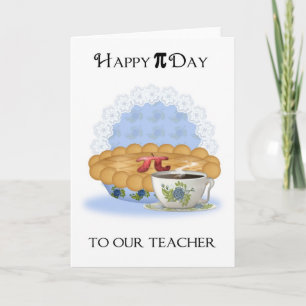 Teacher Pi day Greeting Card With Apple Pie