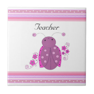 Teacher Pink and Purple Ladybug Tile
