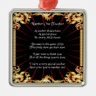 Teacher Poem - Black Design Metal Tree Decoration