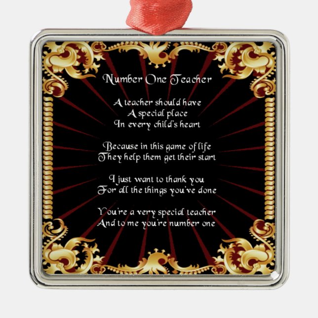 Teacher  Poem  -   Black Design Metal Tree Decoration (Front)
