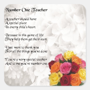 Teacher Poem -  Flowers Design Square Sticker