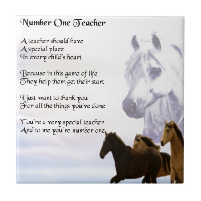 Teacher Poem  -  Horses Design Tile (Front)