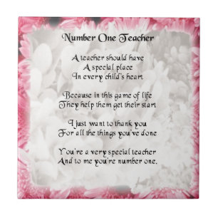 Teacher Poem - Pink Floral edge Design Tile