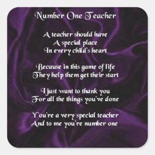 Teacher Poem -  Purple Silk Design Square Sticker