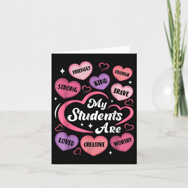 Teacher Positive Affirmations Candy Heart Valentin Card (Front)