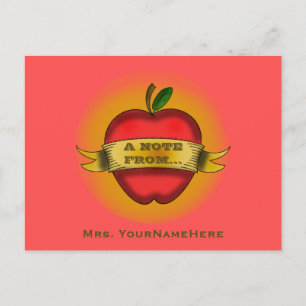 Teacher Postcard - Vintage Apple Tattoo