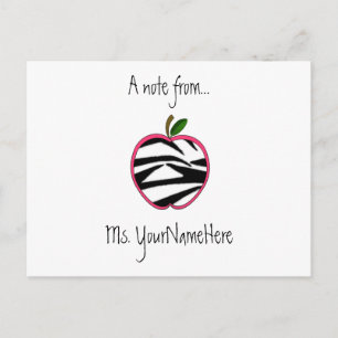 Teacher Postcard - Zebra Print Apple