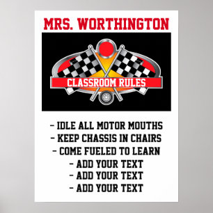 Teacher Poster Classroom Rules Auto Racing - SRF