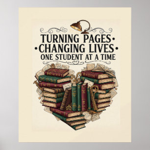 Teacher Poster   Turning Pages Book Heart Art