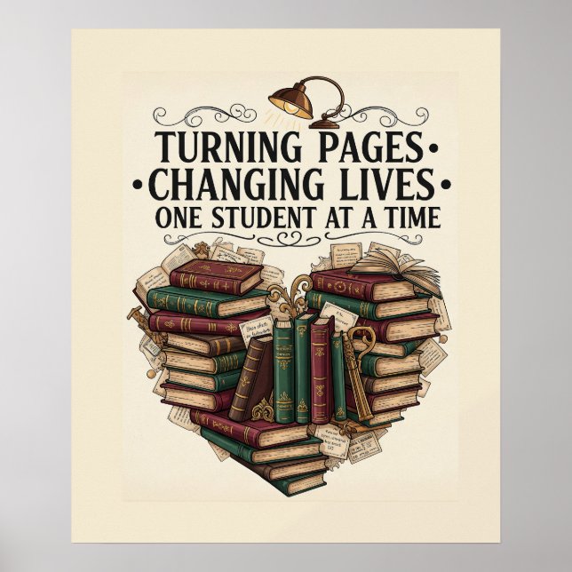 Teacher Poster | Turning Pages Book Heart Art (Front)